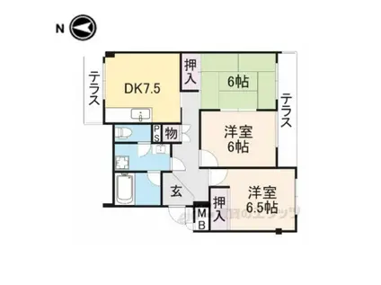 サンパレス大神(3DK/1階)の間取り写真