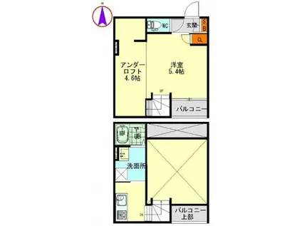 カーサ9名駅(1SK/1階)の間取り写真