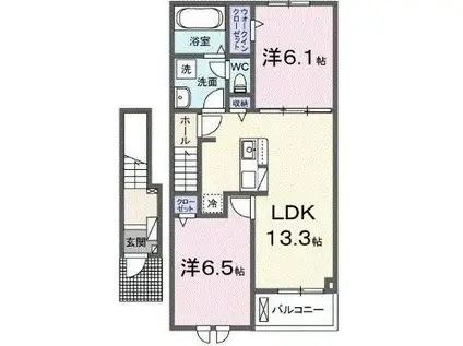 プレッソ高崎E(2LDK/2階)の間取り写真