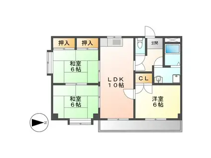 天水ハイツ(3LDK/2階)の間取り写真