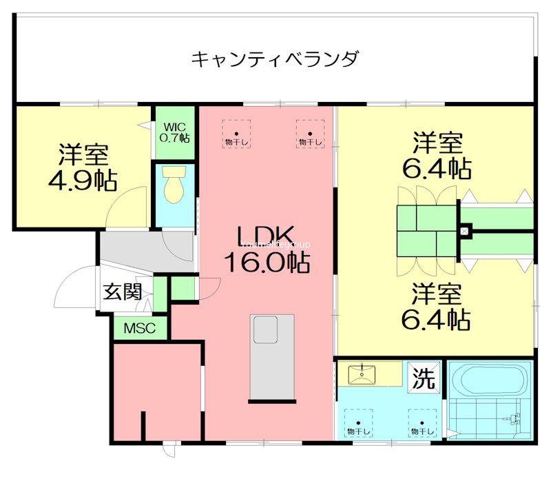 MOANA(3LDK/3階)の間取り写真