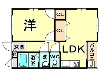 ハイツ安倉(1LDK/1階)の間取り写真