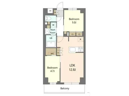 S-RESIDENCE東浦和AGUA(2LDK/1階)の間取り写真