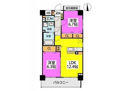 ウエスト ヴィラ(2LDK/8階)の間取り写真