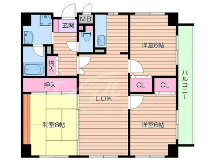 アビタシオン橋本I(3LDK/6階)の間取り写真