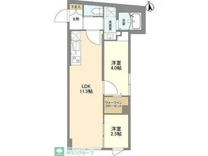 ウェルスクエア学芸大学II(2LDK/4階)の間取り写真