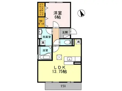 ウィングヴィラ(1LDK/1階)の間取り写真