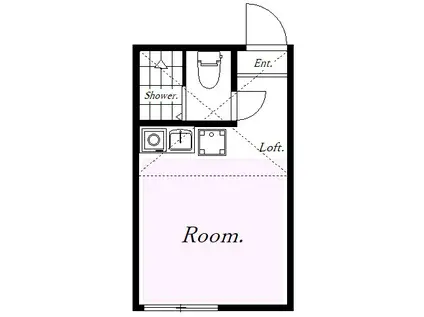 ユナイト鶴見ロベルト・バッチオ(ワンルーム/2階)の間取り写真