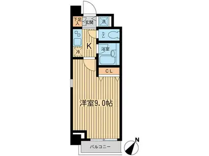 JC西馬込(1K/4階)の間取り写真