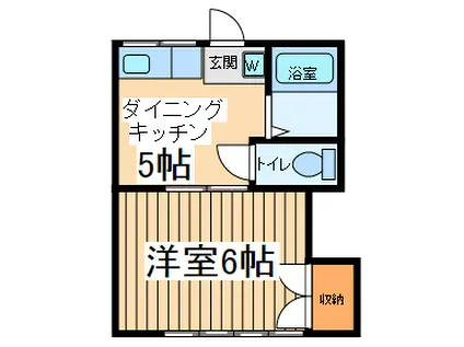 コーポルピナスⅢ(1DK/1階)の間取り写真