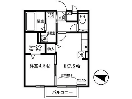 フェリーチェ小雑賀A棟(1DK/2階)の間取り写真
