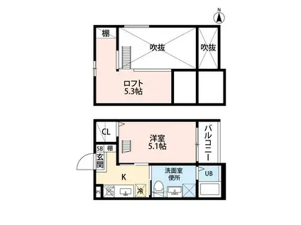 ヴィレッタ大正町(1K/2階)の間取り写真