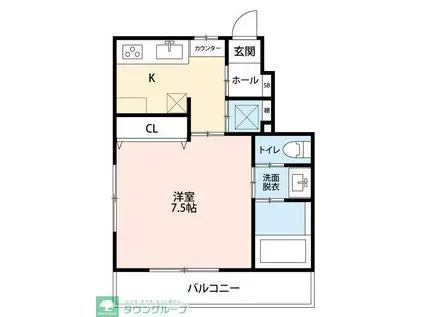 ドミール西初石A棟(1K/1階)の間取り写真