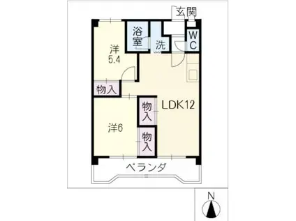 レジデンス大和(2LDK/2階)の間取り写真