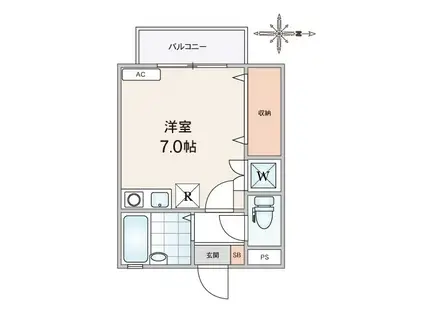 メゾン石神II(ワンルーム/2階)の間取り写真