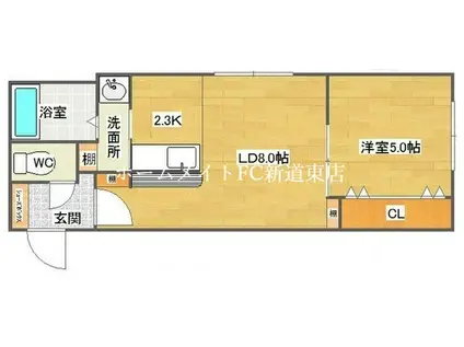 RIHOED(1LDK/2階)の間取り写真