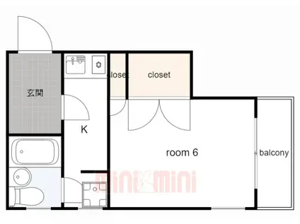 ライオンズマンション王子公園第5(1K/2階)の間取り写真