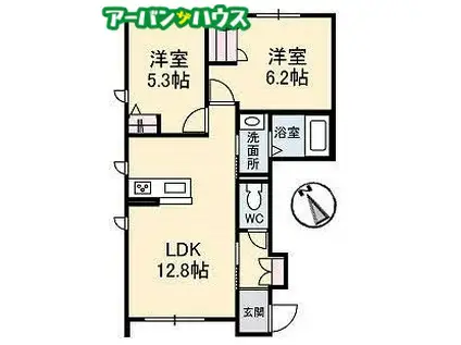 メゾン・ドゥ・ジャルダン(2LDK/1階)の間取り写真