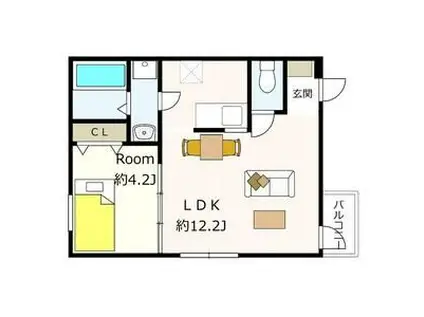 茜さす春のセラヴィ(1LDK/2階)の間取り写真