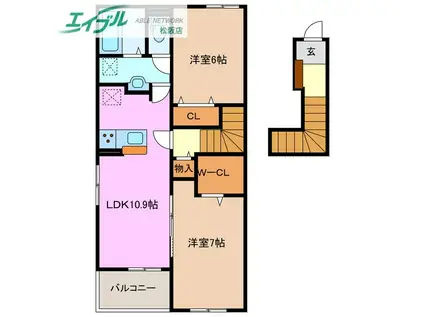 PESCA(2LDK/2階)の間取り写真