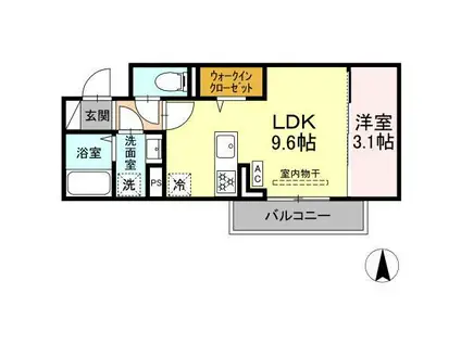 GRAND FLEUVE 開出(1LDK/3階)の間取り写真