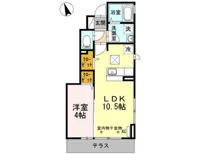 ネブラスカ(1LDK/1階)の間取り写真