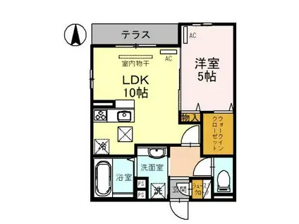 SERENO照が丘(1LDK/1階)の間取り写真