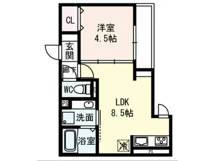 エストドミール野田(1LDK/2階)の間取り写真