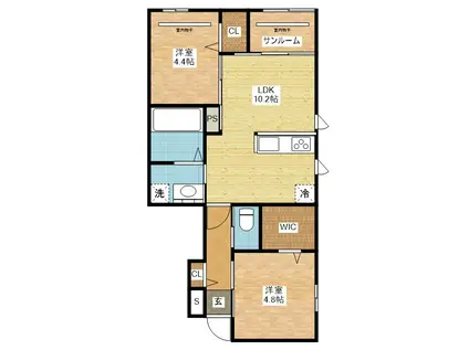 ベルリード ルミナス(2LDK/1階)の間取り写真