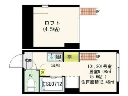AVAND神楽坂(ワンルーム/1階)の間取り写真