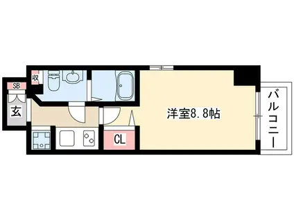 エステムプラザ名古屋・栄プレミアム(1K/13階)の間取り写真