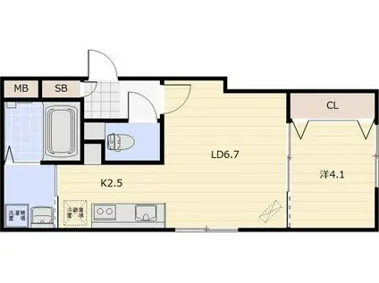 RICHES本郷通(1LDK/1階)の間取り写真