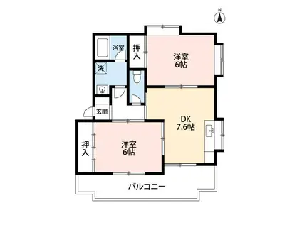 コーポフォーリーフA(2DK/2階)の間取り写真