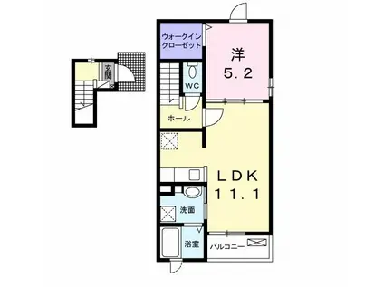 ボン・シャンスII(1LDK/2階)の間取り写真