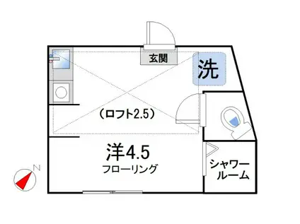 アーバンプレイスシャンゼリゼ(ワンルーム/2階)の間取り写真