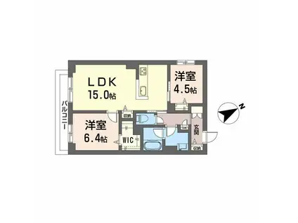 カーサ・アチェロ(2LDK/2階)の間取り写真