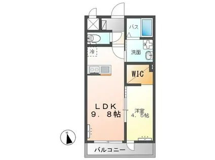 メゾン・デュ・ソレイユ(1LDK/2階)の間取り写真