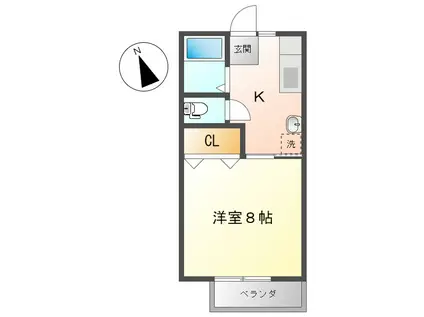 グランシェール黒岩(1K/2階)の間取り写真