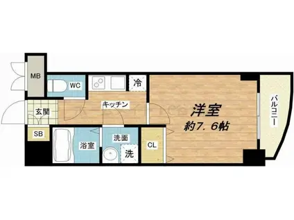 S-RESIDENCE HOMMACHIMARKS(1K/15階)の間取り写真