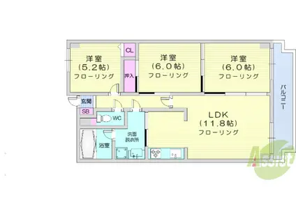 ガーデンプラザ泉中央(3LDK/3階)の間取り写真