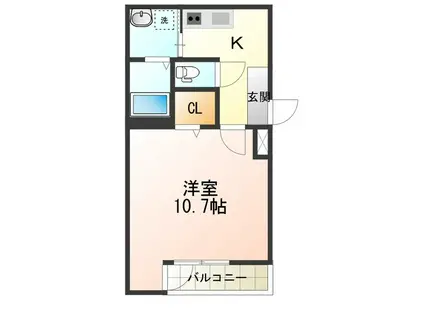 フジパレス山之内X番館(1K/2階)の間取り写真