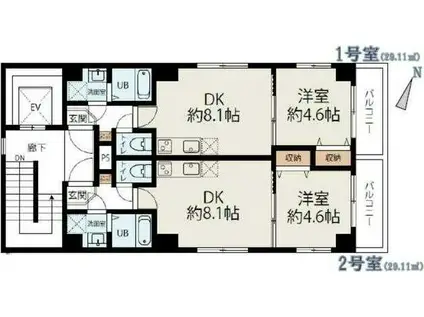 コネクトパークヒルズ神明町(1DK/5階)の間取り写真