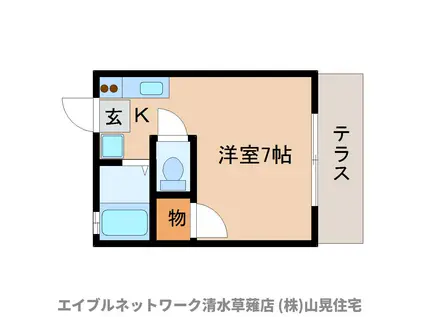 渡辺ハイツC(ワンルーム/1階)の間取り写真