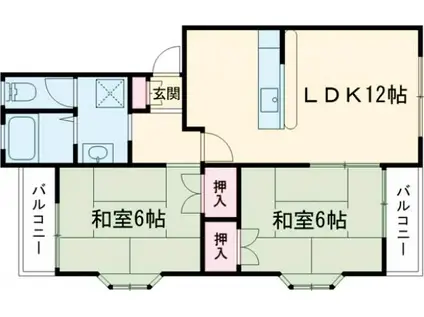 チェスナットコートII(2LDK/1階)の間取り写真