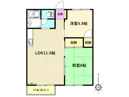 コーポ藤(2LDK/2階)の間取り写真