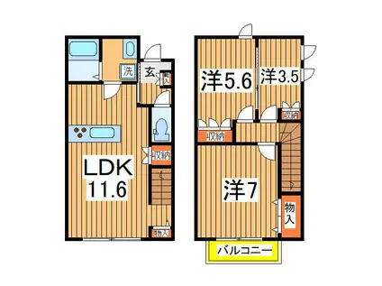 FEDER AKEBONO A棟(3LDK/1階)の間取り写真