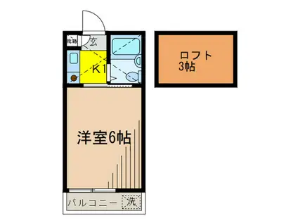 フラット新宿(1K/2階)の間取り写真