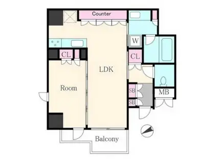 ジオ四谷三栄町(1LDK/3階)の間取り写真