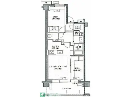 アトラスシティ千歳烏山グランスート 風ノ棟(2LDK/2階)の間取り写真