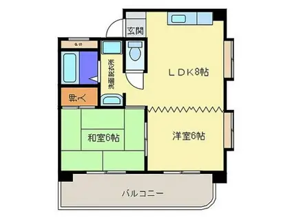 都屋ビル(2LDK/3階)の間取り写真